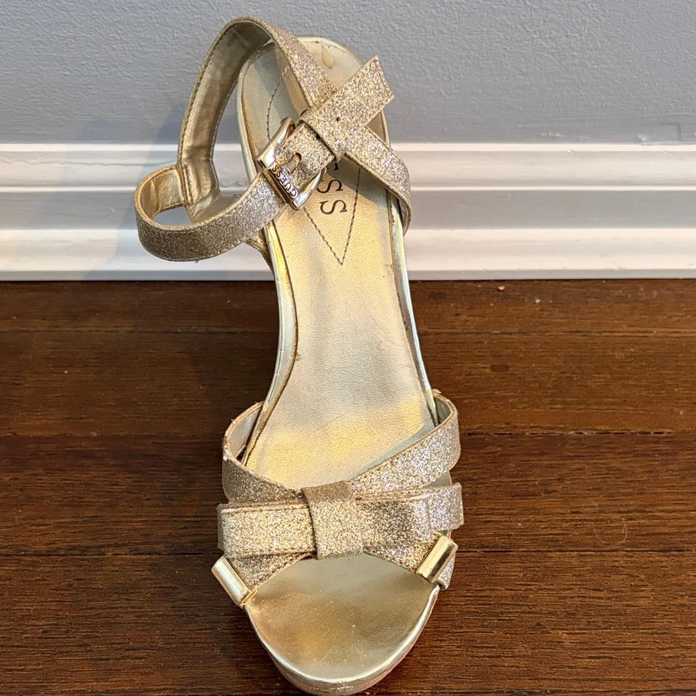Guess Metallic Gold Wedge Sandals Women’s Size 6.5 - Picture 7 of 10